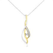 Bids.com Espira 10K Two-Tone Gold Round Cut Diamond Cascade Pendant Necklace (1/10 cttw, J-K Color, I2-I3 Clarity) Necklaces