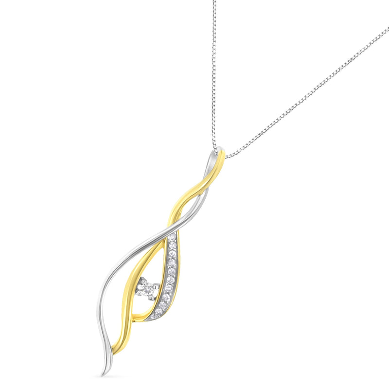 Bids.com Espira 10K Two-Tone Gold Round Cut Diamond Cascade Pendant Necklace (1/10 cttw, J-K Color, I2-I3 Clarity) Necklaces