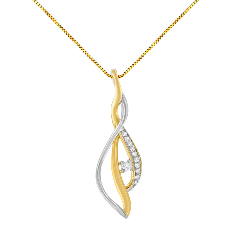 Bids.com 10K Yellow and White Gold Round Cut Diamond Accent Cascade 18" Pendant Necklace (J-K Color, I2-I3 Clarity) Necklaces