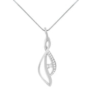 Bids.com Espira 10K White Gold Round Diamond Accented Open Cascade Twist 18" Pendant Necklace (1/10 Cttw, J-K Color, I1-I2 Clarity) Necklaces