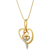 Bids.com Espira 10K Yellow Gold .03 Cttw Diamond-Accented Round-Cut Diamond Swirl Open Heart 18" Pendant Necklace (I-J Color, I2-I3 Clarity) Necklaces