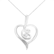 Bids.com Espira 10K White Gold .03 Cttw Diamond-Accented Round-Cut Diamond Swirl Open Heart 18" Pendant Necklace (I-J Color, I2-I3 Clarity) Necklaces