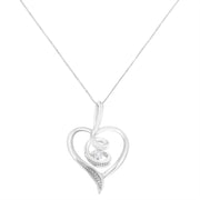 Bids.com Espira 10K White Gold .03 Cttw Diamond-Accented Round-Cut Diamond Swirl Open Heart 18" Pendant Necklace (I-J Color, I2-I3 Clarity) Necklaces