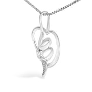 Bids.com Espira 10K White Gold .03 Cttw Diamond-Accented Round-Cut Diamond Swirl Open Heart 18" Pendant Necklace (I-J Color, I2-I3 Clarity) Necklaces