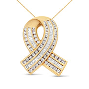 Bids.com 14K Yellow Gold 2 5/8 cttw Channel Set White Diamond Awareness Ribbon Pendant Necklace (G-H Color, VS1-VS2 Clarity) - NO CHAIN Necklaces
