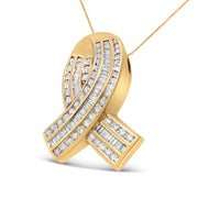 Bids.com 14K Yellow Gold 2 5/8 cttw Channel Set White Diamond Awareness Ribbon Pendant Necklace (G-H Color, VS1-VS2 Clarity) - NO CHAIN Necklaces