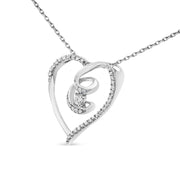 Bids.com .925 Sterling Silver 1/4 Cttw Brilliant-Cut Diamond Open Heart Twisted Awareness Ribbon 18" Pendant Necklace (H-I Color, I1-I2 Clarity) Necklaces
