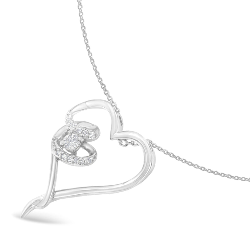Bids.com .925 Sterling Silver 1/10 cttw Diamond Heart Pendant Necklace (H-I, I1-I2) Necklaces