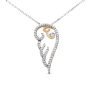 Bids.com 10K Yellow Gold over .925 Sterling Silver 1/4 Cttw Diamond Angel Wing 18" Pendant Necklace (H-I Color, I1-I2 Clarity) Necklaces