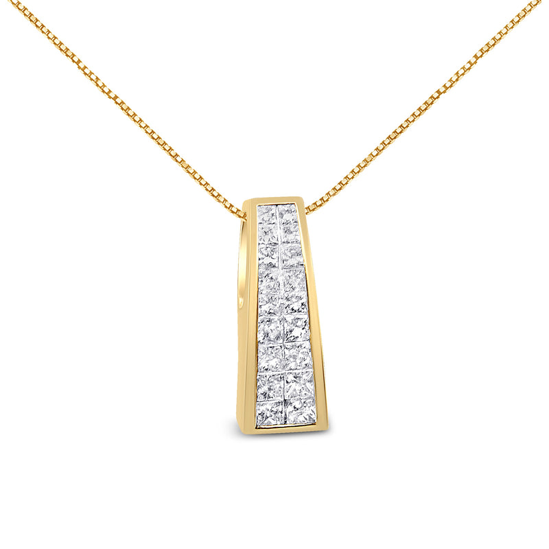 Bids.com 14K Yellow Gold 1 1/2 cttw Princess Cut Diamond Greek Column Pendant Necklace (G-H, VS1-VS2) Necklaces