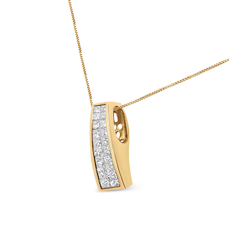 Bids.com 14K Yellow Gold 1 1/2 cttw Princess Cut Diamond Greek Column Pendant Necklace (G-H, VS1-VS2) Necklaces