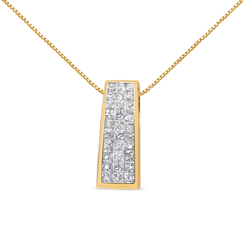 Bids.com 14K Yellow Gold 1 1/2 cttw Princess Cut Diamond Greek Column Pendant Necklace (G-H, VS1-VS2) Necklaces