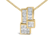 Bids.com 14K Yellow Gold 1 1/2 cttw Princess and Baguette Cut Diamond Geometric Pendant Necklace (H-I Color, VS1-VS2 Clarity) Necklaces