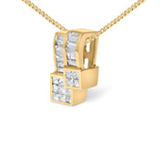 Bids.com 14K Yellow Gold 1 1/2 cttw Princess and Baguette Cut Diamond Geometric Pendant Necklace (H-I Color, VS1-VS2 Clarity) Necklaces