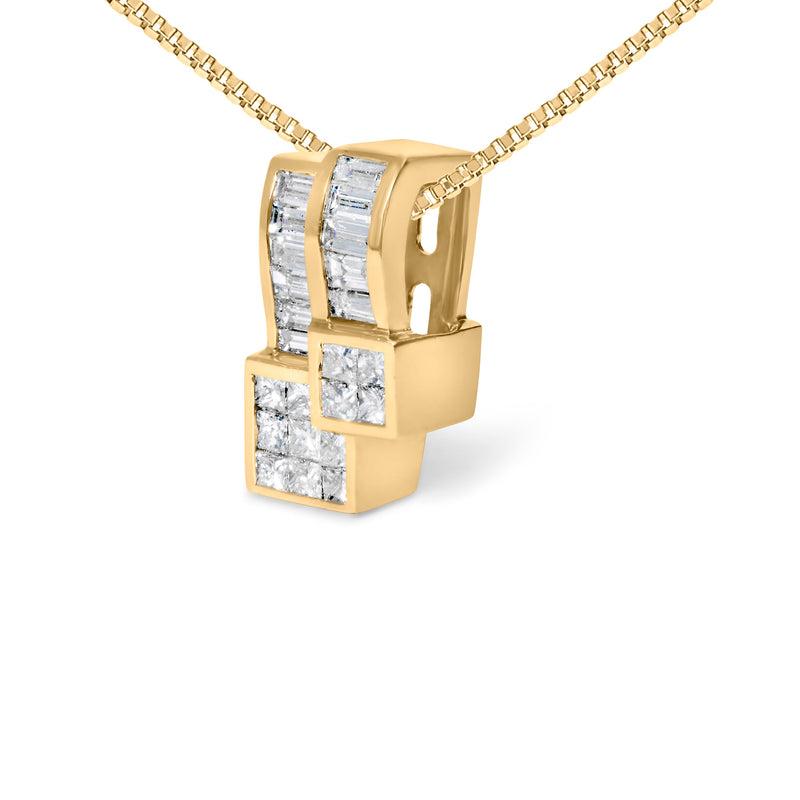 Bids.com 14K Yellow Gold 1 1/2 cttw Princess and Baguette Cut Diamond Geometric Pendant Necklace (H-I Color, VS1-VS2 Clarity) Necklaces