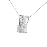 Bids.com 14K White Gold 1 5/8 cttw Princess and Baguette Cut Diamond Heart Ribbon Pendant Necklace (G-H, VS1-VS2) Necklaces