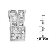 Bids.com 14K White Gold 1 5/8 cttw Princess and Baguette Cut Diamond Heart Ribbon Pendant Necklace (G-H, VS1-VS2) Necklaces