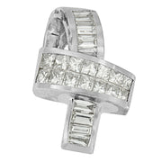 Bids.com 14K White Gold 2 cttw Princess and Baguette Cut Diamond Ribbon Pendant Necklace (H-I, SI-SI2) Necklaces