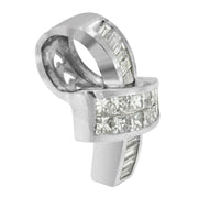 Bids.com 14K White Gold 2 cttw Princess and Baguette Cut Diamond Ribbon Pendant Necklace (H-I, SI-SI2) Necklaces