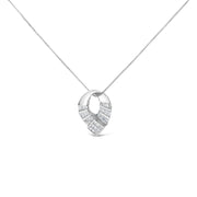 Bids.com 14k White Gold 1 5/8 Cttw Invisible Set Princess and Channel Set Baguette Diamond Curved Oval Shape Pendant Necklace (G-H Color, VS2-SI1 Clarity) Necklaces