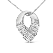 Bids.com 14k White Gold 1 5/8 Cttw Invisible Set Princess and Channel Set Baguette Diamond Curved Oval Shape Pendant Necklace (G-H Color, VS2-SI1 Clarity) Necklaces