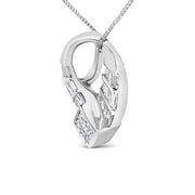 Bids.com 14k White Gold 1 5/8 Cttw Invisible Set Princess and Channel Set Baguette Diamond Curved Oval Shape Pendant Necklace (G-H Color, VS2-SI1 Clarity) Necklaces