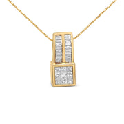 Bids.com 14K Yellow Gold 1 1/4 cttw Princess and Baguette Cut Geometric Inspired Diamond Pendant Necklace (H-I, VS1-VS2) Necklaces
