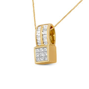 Bids.com 14K Yellow Gold 1 1/4 cttw Princess and Baguette Cut Geometric Inspired Diamond Pendant Necklace (H-I, VS1-VS2) Necklaces