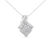 Bids.com 14k White Gold 2 1/10 Cttw Princess and Baguette Geometric Designed Diamond Pendant Necklace (G-H Color, VS1-VS2 Clarity) - NO CHAIN INCLUDED Necklaces