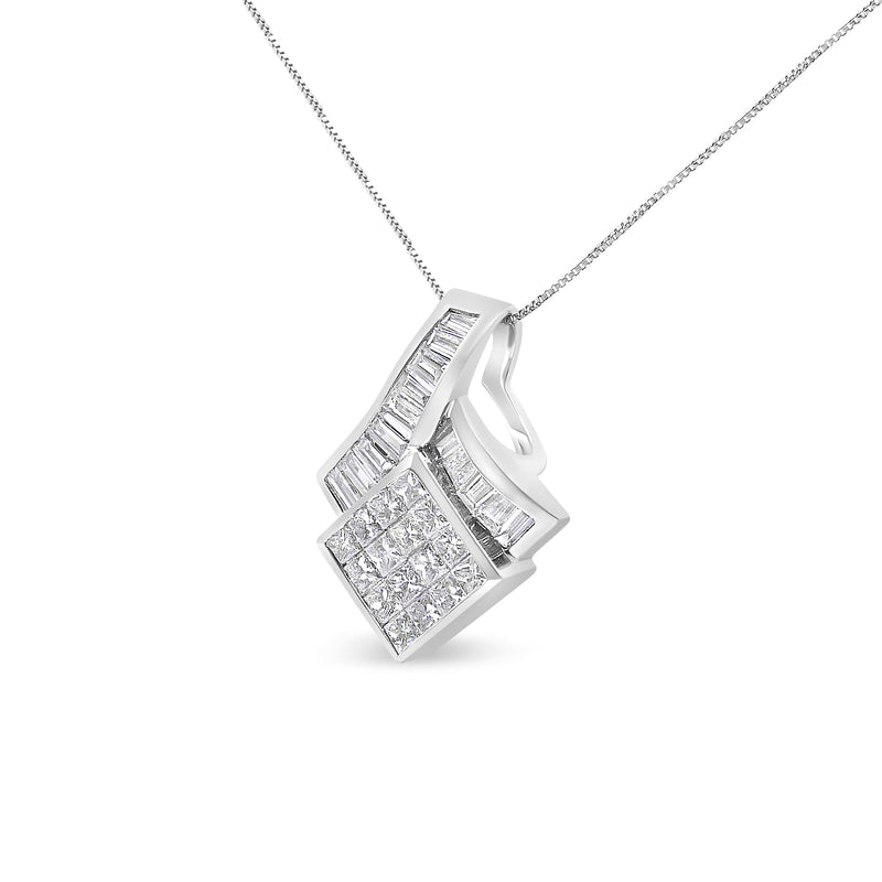 Bids.com 14k White Gold 2 1/10 Cttw Princess and Baguette Geometric Designed Diamond Pendant Necklace (G-H Color, VS1-VS2 Clarity) - NO CHAIN INCLUDED Necklaces
