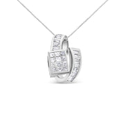 Bids.com 14K White Gold 2 cttw Princess and Baguette Cut Diamond Double Loop Pendant Necklace (G-H, VS1-VS2) Necklaces