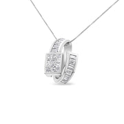 Bids.com 14K White Gold 2 cttw Princess and Baguette Cut Diamond Double Loop Pendant Necklace (G-H, VS1-VS2) Necklaces