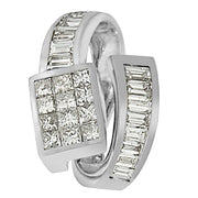 Bids.com 14K White Gold 2 cttw Princess and Baguette Cut Diamond Double Loop Pendant Necklace (G-H, VS1-VS2) Necklaces