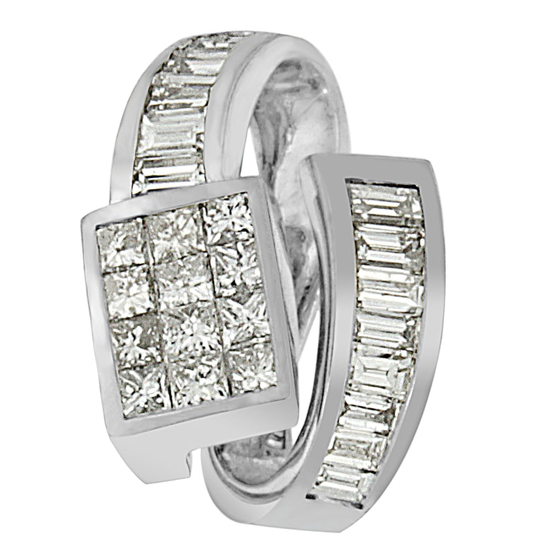 Bids.com 14K White Gold 2 cttw Princess and Baguette Cut Diamond Double Loop Pendant Necklace (G-H, VS1-VS2) Necklaces