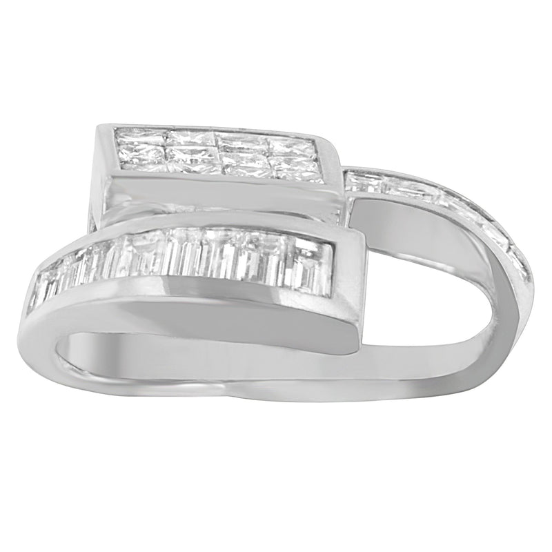 Bids.com 14K White Gold 2 cttw Princess and Baguette Cut Diamond Double Loop Pendant Necklace (G-H, VS1-VS2) Necklaces