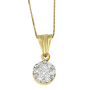 Bids.com 14K Yellow Gold 1/2 cttw Round Cut Diamond Circle Pendant Necklace (H-I, I1-I2) Necklaces