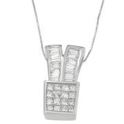 Bids.com 14K White Gold 1 1/3 cttw Princess and Baguette Cut Diamond Sparkling Shapes Pendant Necklace (H-I, SI1-SI2) Necklaces