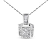 Bids.com 14K White Gold 2 1/5 Cttw Princess Cut Composite Diamond Pendant with Diamond Bale Pendant Necklace (H-I Color,SI1-SI2 Clarity) - NO CHAIN INCLUDED Necklaces