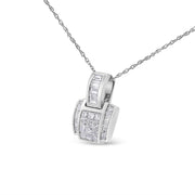 Bids.com 14K White Gold 2 1/5 Cttw Princess Cut Composite Diamond Pendant with Diamond Bale Pendant Necklace (H-I Color,SI1-SI2 Clarity) - NO CHAIN INCLUDED Necklaces