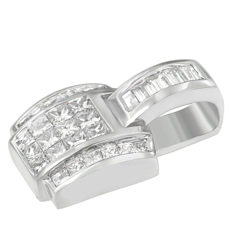 Bids.com 14K White Gold 2 1/5 Cttw Princess Cut Composite Diamond Pendant with Diamond Bale Pendant Necklace (H-I Color,SI1-SI2 Clarity) - NO CHAIN INCLUDED Necklaces