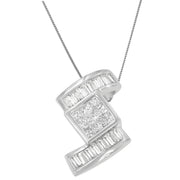 Bids.com 14K White Gold 1 2/5 cttw Princess and Baguette Cut Diamond Zig Zag Pendant Necklace (H-I, SI1-SI2) Necklaces