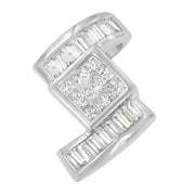 Bids.com 14K White Gold 1 2/5 cttw Princess and Baguette Cut Diamond Zig Zag Pendant Necklace (H-I, SI1-SI2) Necklaces