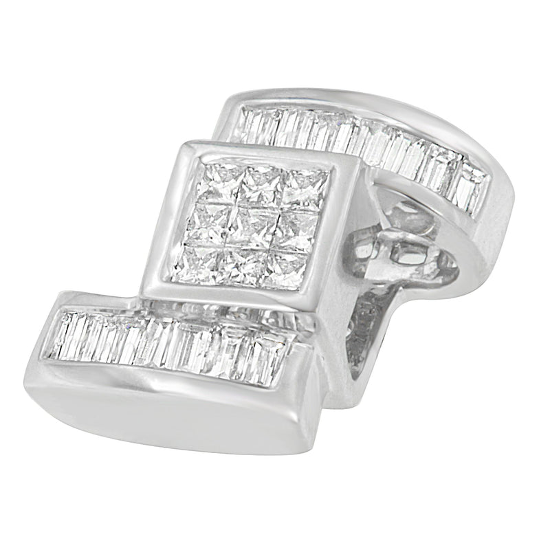 Bids.com 14K White Gold 1 2/5 cttw Princess and Baguette Cut Diamond Zig Zag Pendant Necklace (H-I, SI1-SI2) Necklaces