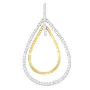 Bids.com 14K Two-Tone Gold Round Cut Diamond Double Burst Pendant Necklace (1.00 cttw, H-I Color, SI2-I1 Clarity) Necklaces