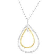 Bids.com 14K Two-Tone Gold Round Cut Diamond Double Burst Pendant Necklace (1.00 cttw, H-I Color, SI2-I1 Clarity) Necklaces
