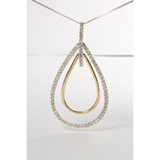 Bids.com 14K Two-Tone Gold Round Cut Diamond Double Burst Pendant Necklace (1.00 cttw, H-I Color, SI2-I1 Clarity) Necklaces