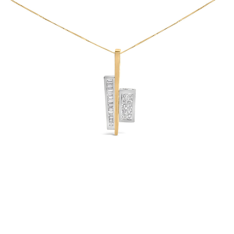 Bids.com 18K Yellow and White Gold 1 7/8 Cttw Princess Baguette Diamond Key Shaped 18" Pendant Necklace (H-I Color, SI1-SI2 Clarity) Necklaces