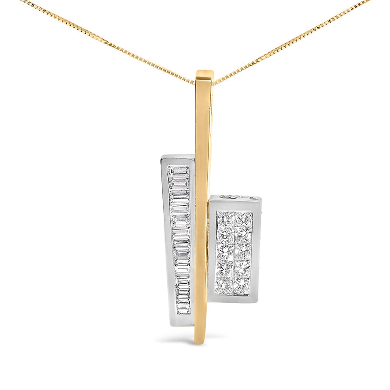 Bids.com 18K Yellow and White Gold 1 7/8 Cttw Princess Baguette Diamond Key Shaped 18" Pendant Necklace (H-I Color, SI1-SI2 Clarity) Necklaces