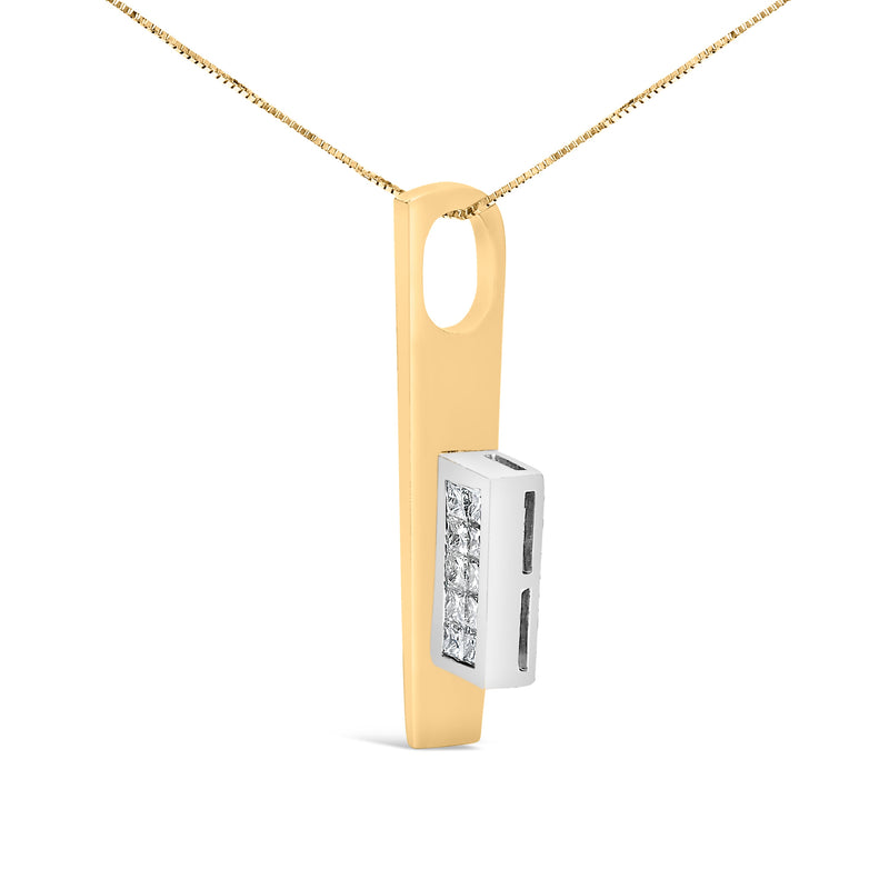 Bids.com 18K Yellow and White Gold 1 7/8 Cttw Princess Baguette Diamond Key Shaped 18" Pendant Necklace (H-I Color, SI1-SI2 Clarity) Necklaces