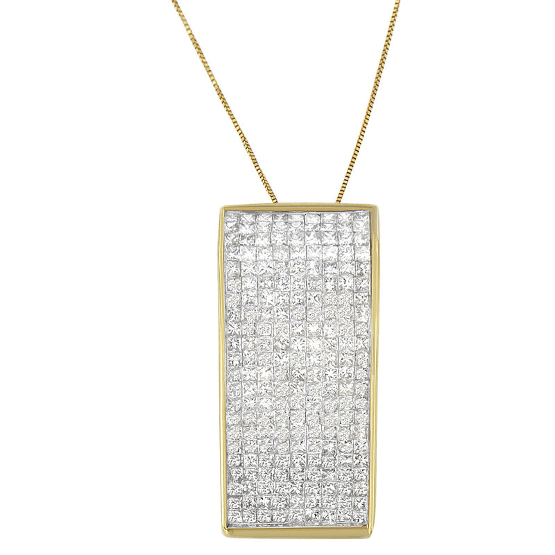 Bids.com 14K Yellow Gold Princess Cut Diamond Block Pendant Necklace (2 5/8 cttw, H-I Color, SI2-I1 Clarity) Necklaces